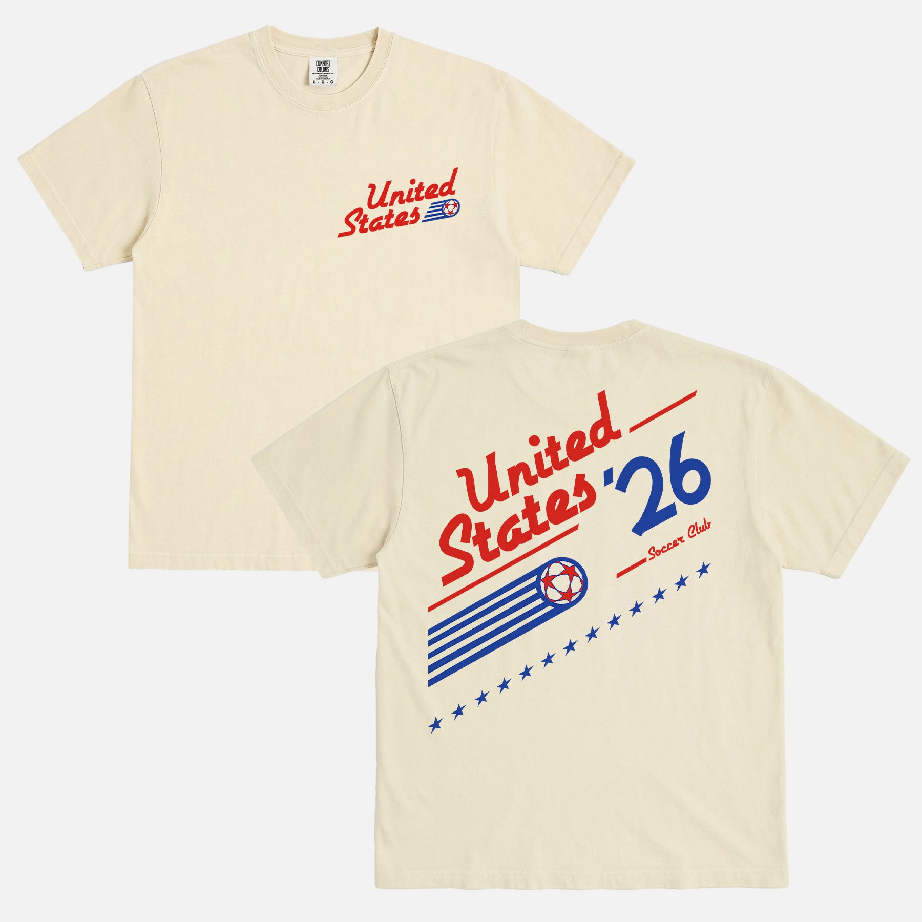 1994 US Soccer team world cup graphic t-shirt on an off white cream comfort colors t-shirt for united states soccer apparel fans