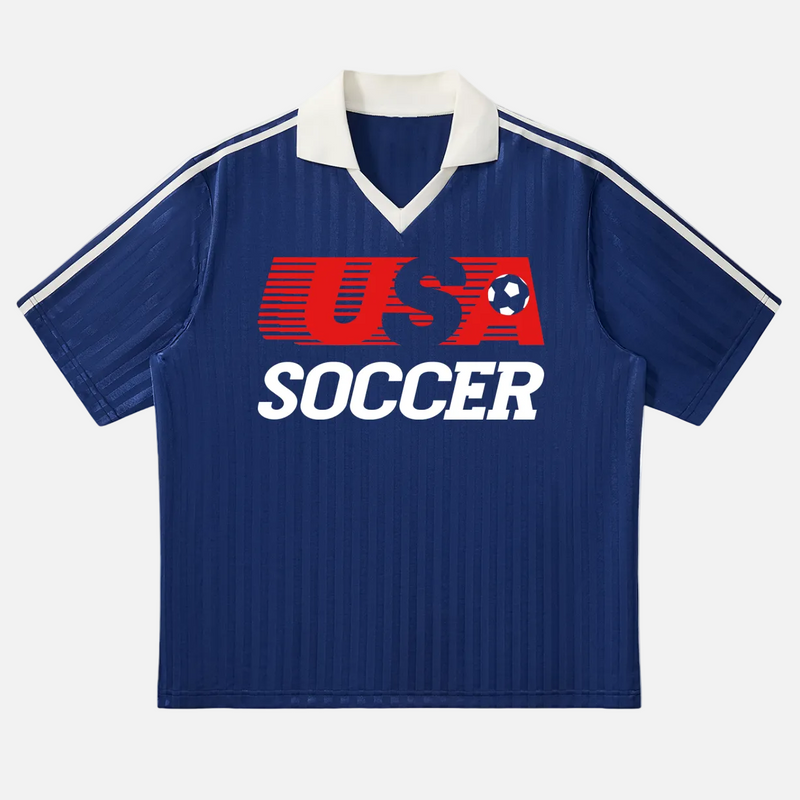 US Soccer team retro 1980s jersey with collar, vintage throwback united states USA world cup jersey