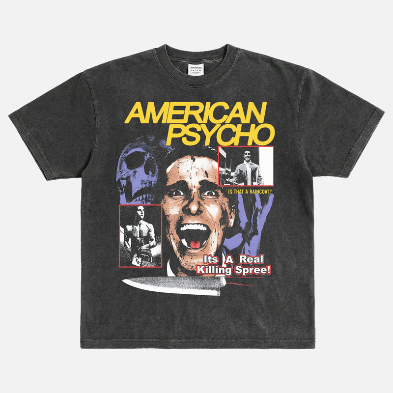 Patrick Bateman Bootleg T-Shirt, American Psycho movie graphic tee with Christian Bale Chainsaw streetwear