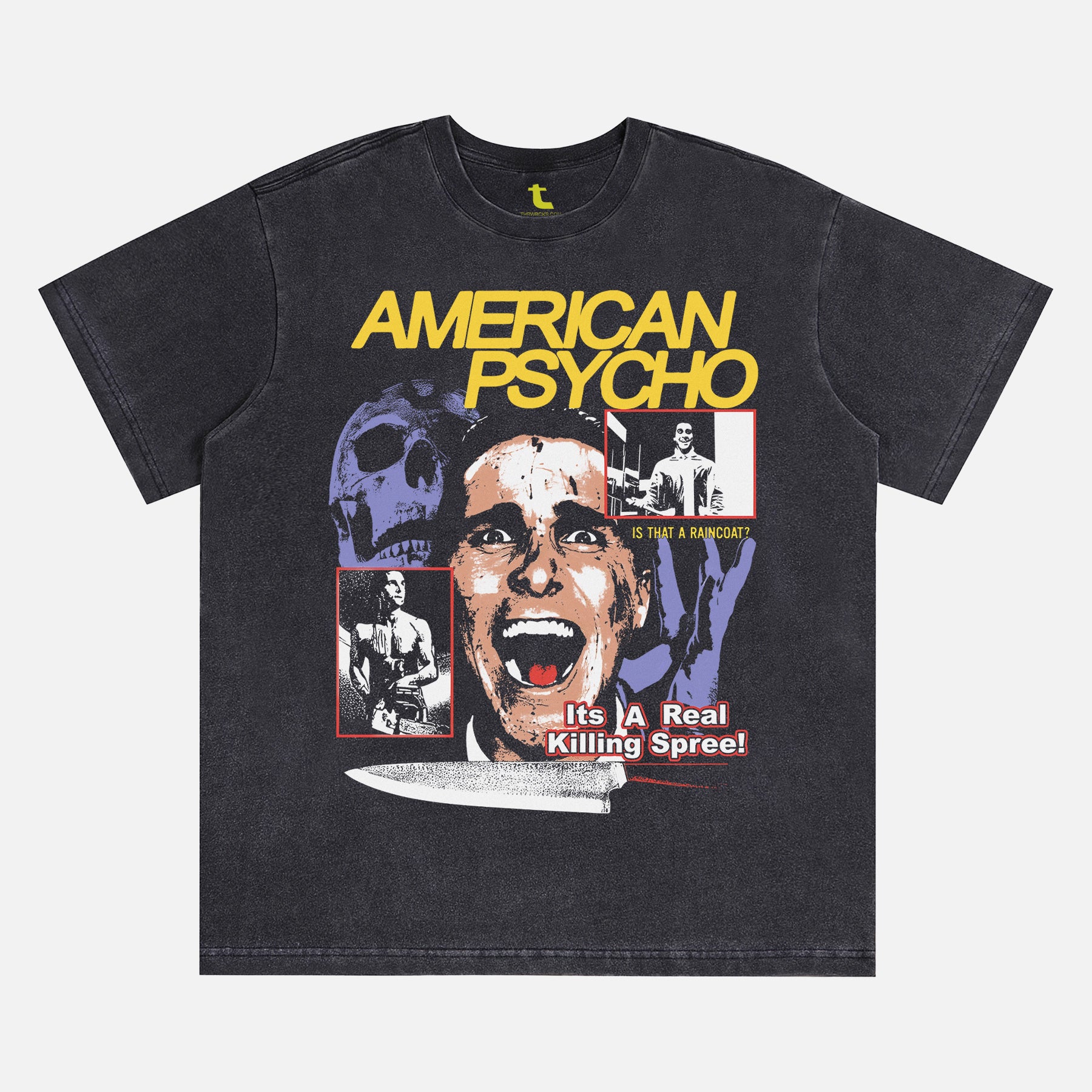 Patrick Bateman Bootleg T-Shirt, American Psycho movie graphic tee with Christian Bale Chainsaw streetwear