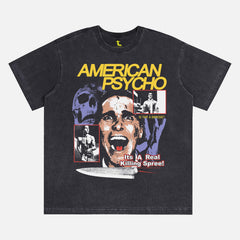 Patrick Bateman Bootleg T-Shirt, American Psycho movie graphic tee with Christian Bale Chainsaw streetwear