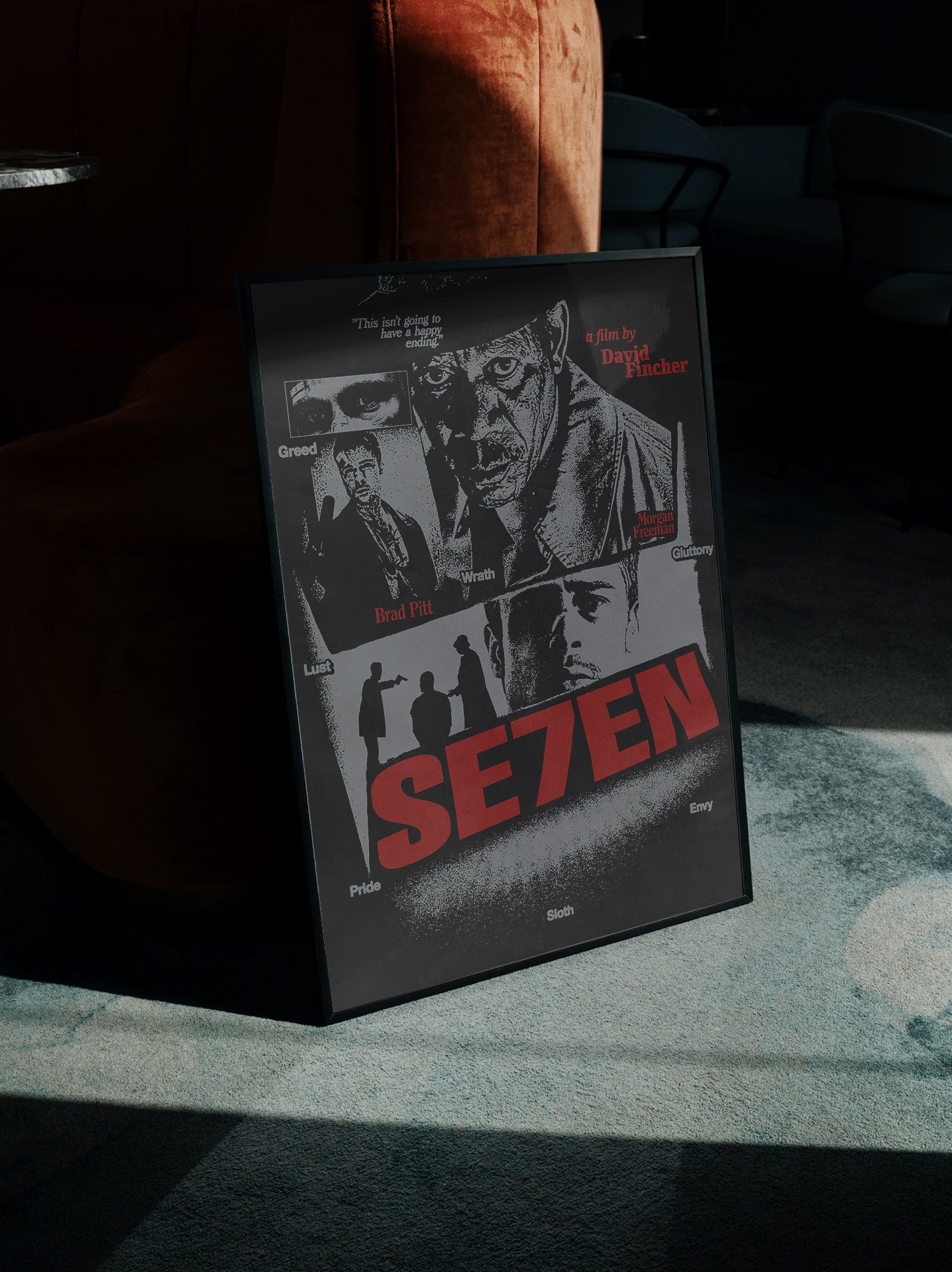 Framed David Fincher Se7en movie poster 
