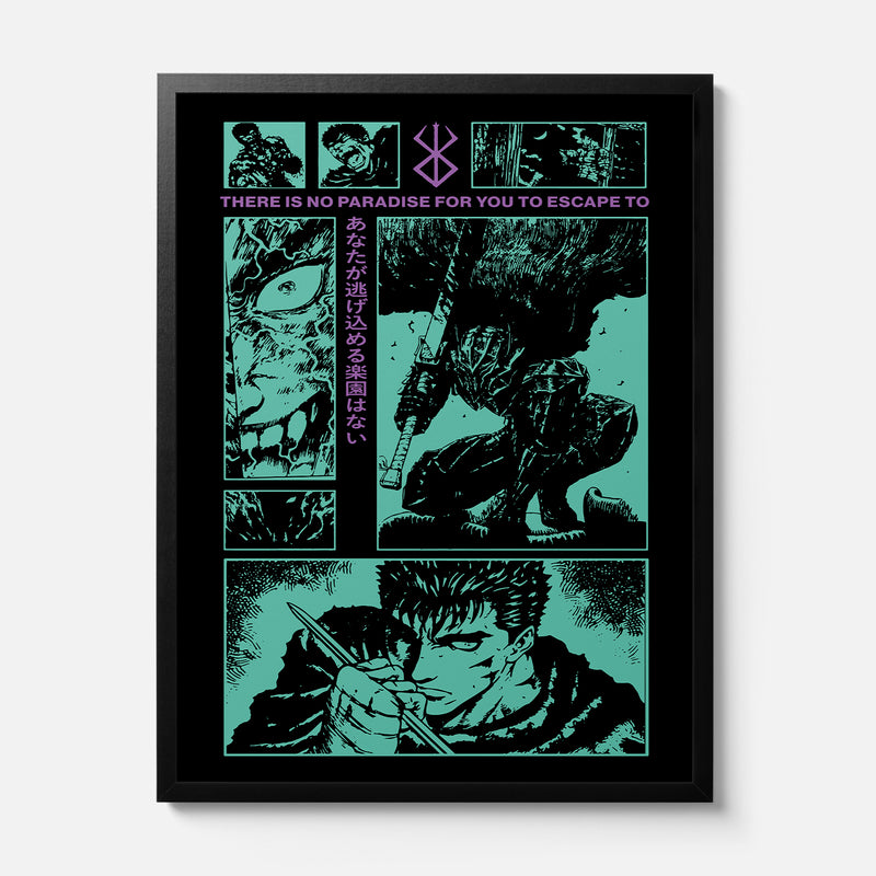 Berserk 90s Anime Manga TV Show Poster Print, Retro Grunge Berserk Wall Art Decor
