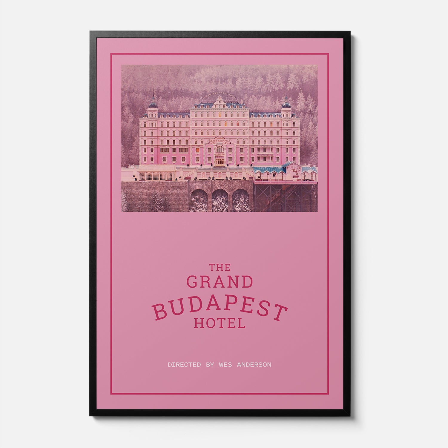 Minimal pink Grand Budapest Hotel Poster Framed or Unframed Wes Anderson Film Wall Art Home Decor
