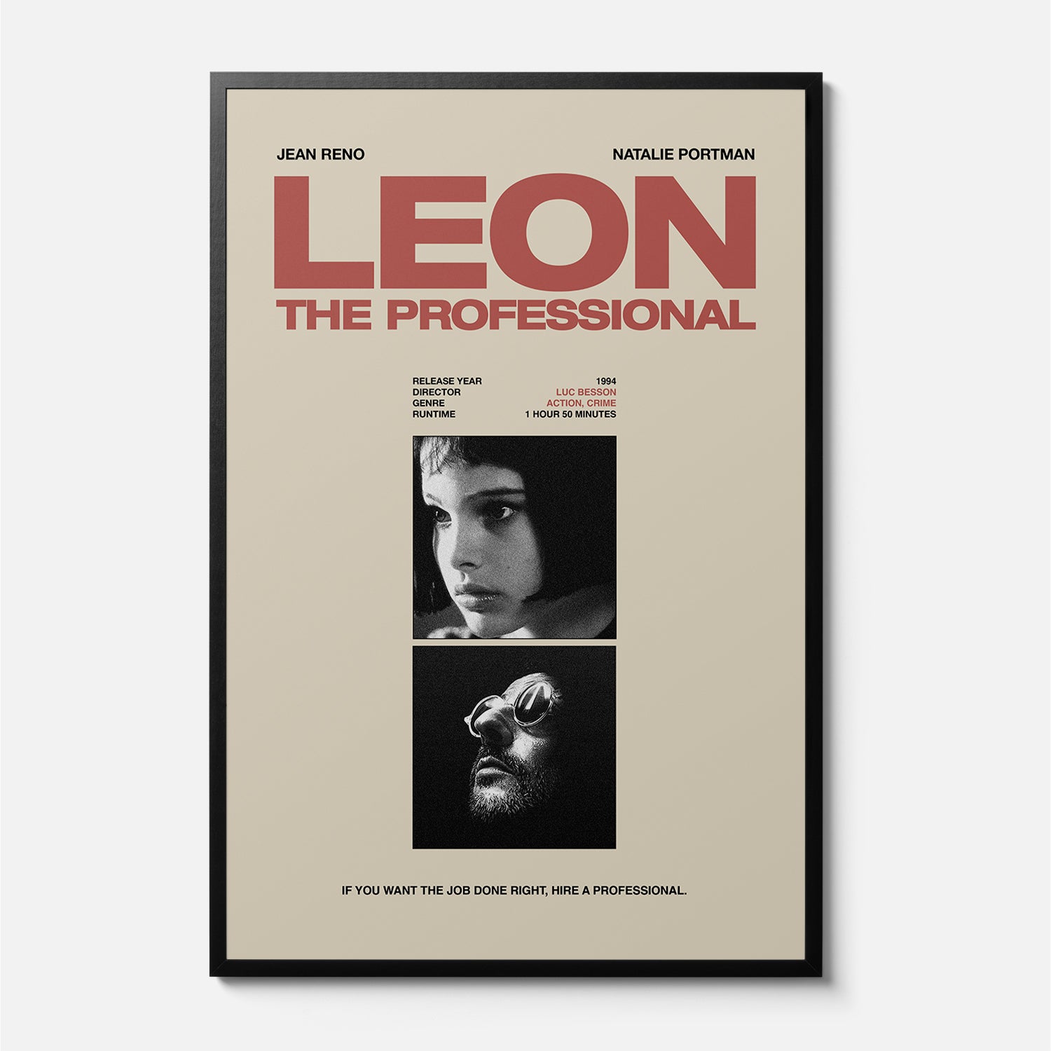 Retro Leon the Professional 1994 Minimal Movie Poster, Framed alternate Leon movie print wall art