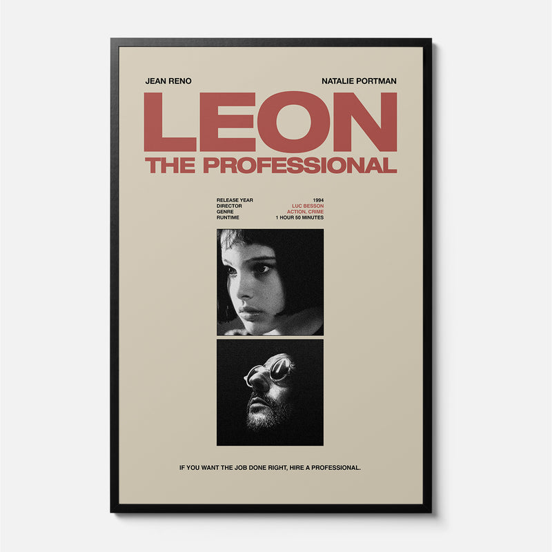 Retro Leon the Professional 1994 Minimal Movie Poster, Framed alternate Leon movie print wall art