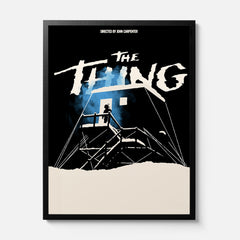 The Thing 1982 horror movie poster, minimal black and white John Carpenter sci-fi horror film wall art memorabilia framed or unframed