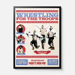 Funny It's Always Sunny in Philadelphia Wrestling Poster with the Birds of War from The Gang Wrestles for the Troops, framed or unframed poster for Sale at Throwbacks