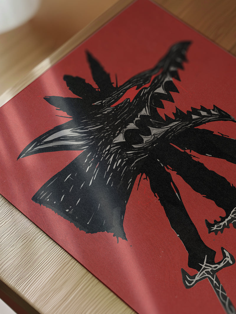 Framed Berserk Beast of Darkness anime poster for manga fans looking for grunge berserk wall art prints and decor