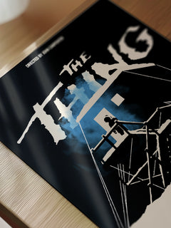 The Thing 1982 horror movie poster, minimal black and white John Carpenter sci-fi horror film wall art memorabilia framed or unframed
