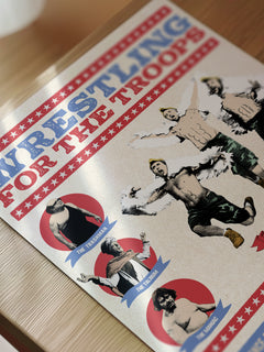 Funny It's Always Sunny in Philadelphia Wrestling Poster with the Birds of War from The Gang Wrestles for the Troops, framed or unframed poster for Sale at Throwbacks