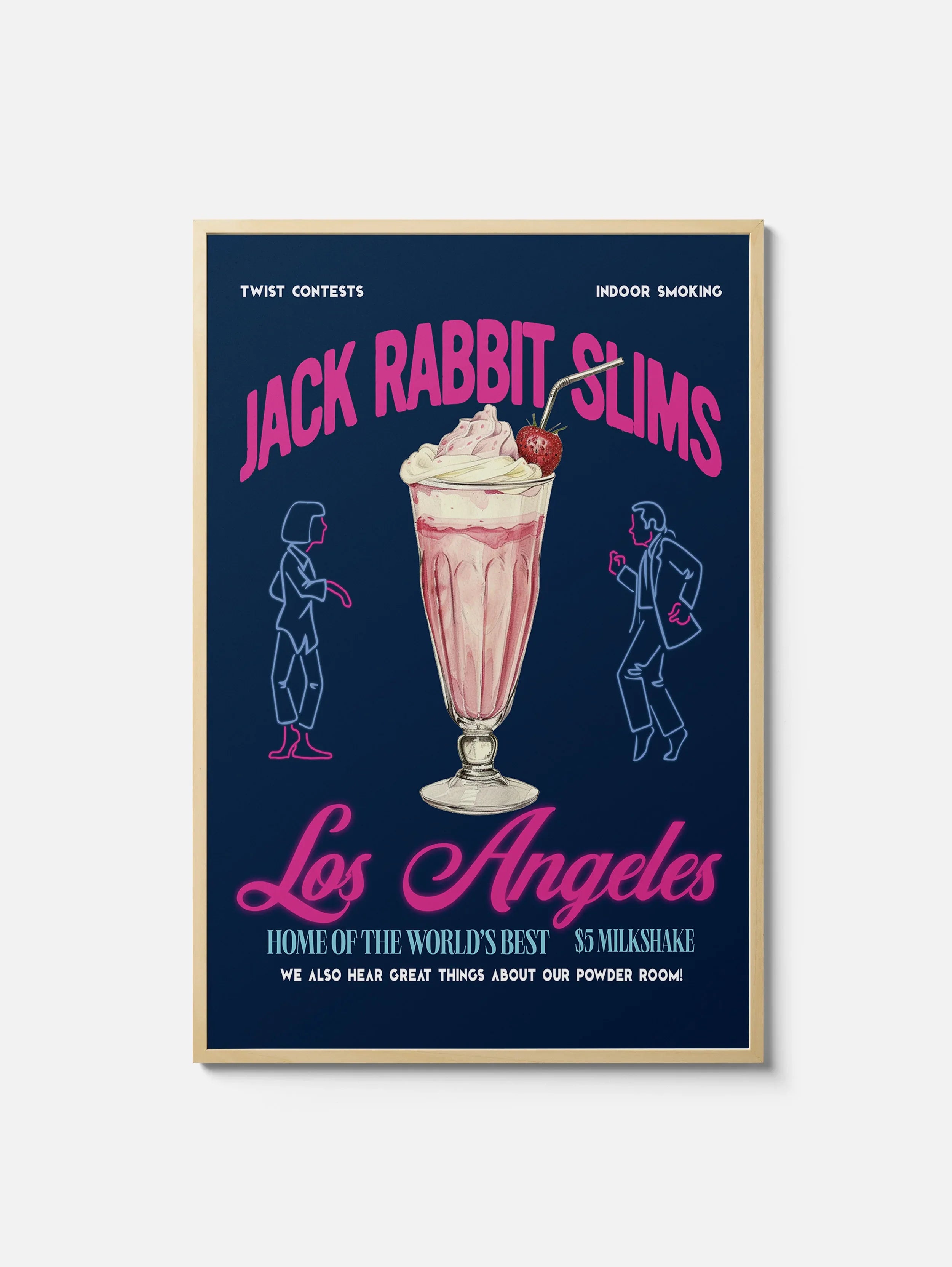 Neon Jack Rabbit Slims Poster, Retro Tarantino Inspired Movie Wall Art ...
