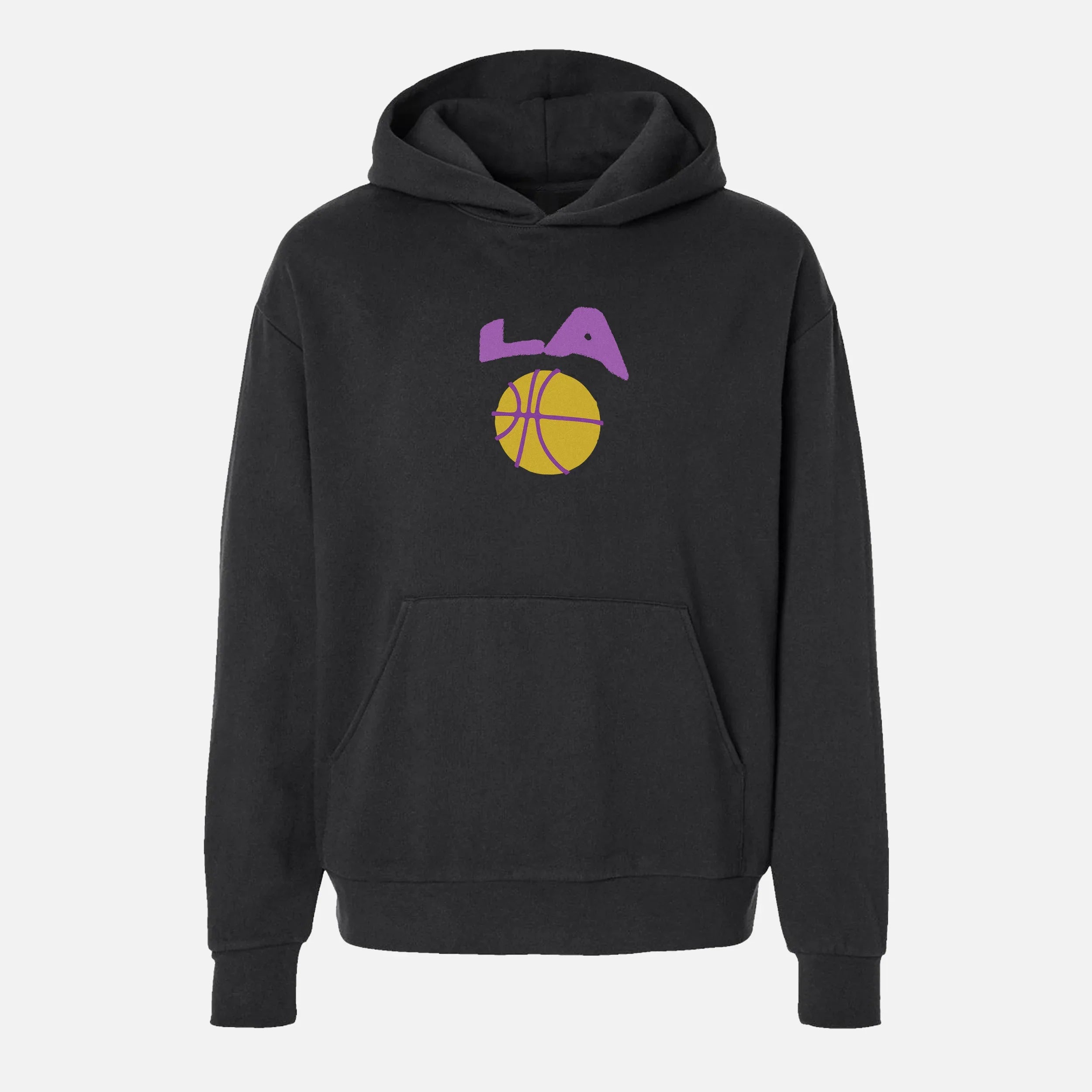 Los Angeles Lakers streetwear hoodie, black medium heavy weight Los Angeles basketball hoodie sweatshirt