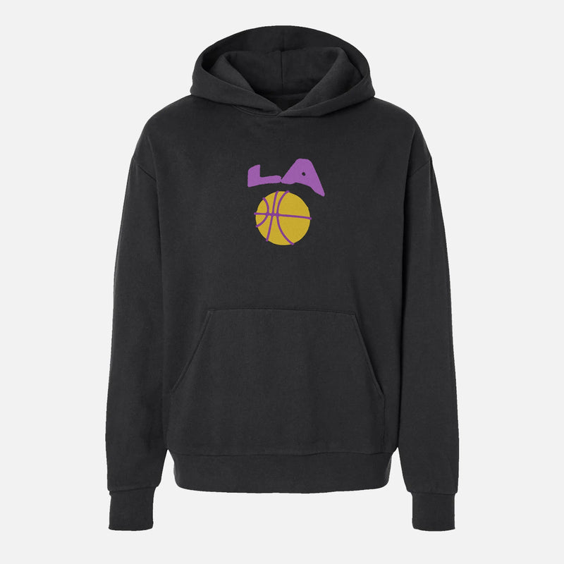 Los Angeles Lakers streetwear hoodie, black medium heavy weight Los Angeles basketball hoodie sweatshirt
