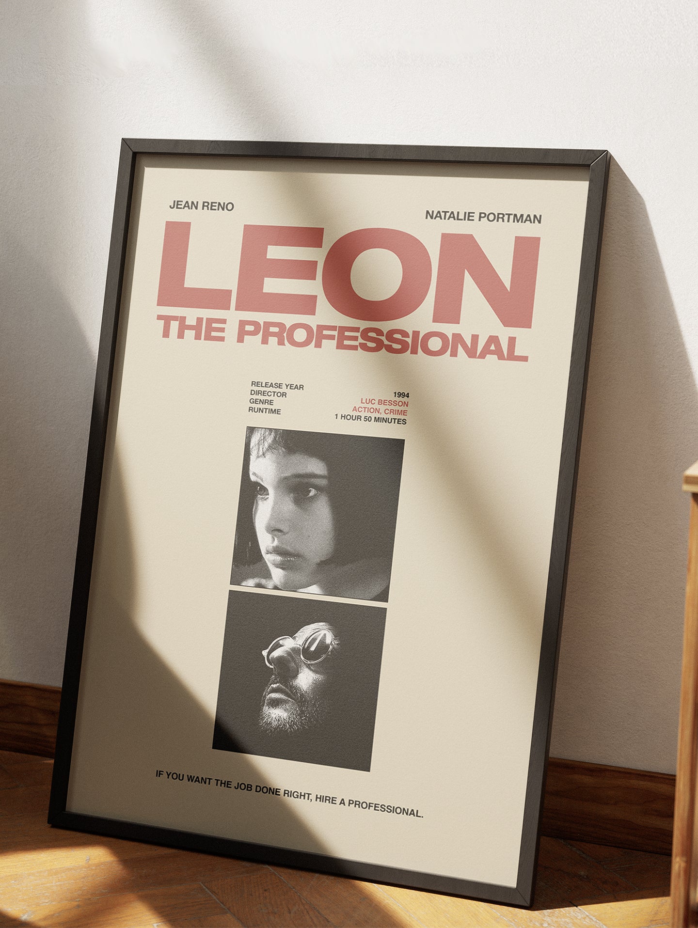 Retro Leon the Professional 1994 Minimal Movie Poster, Framed alternate Leon movie print wall art