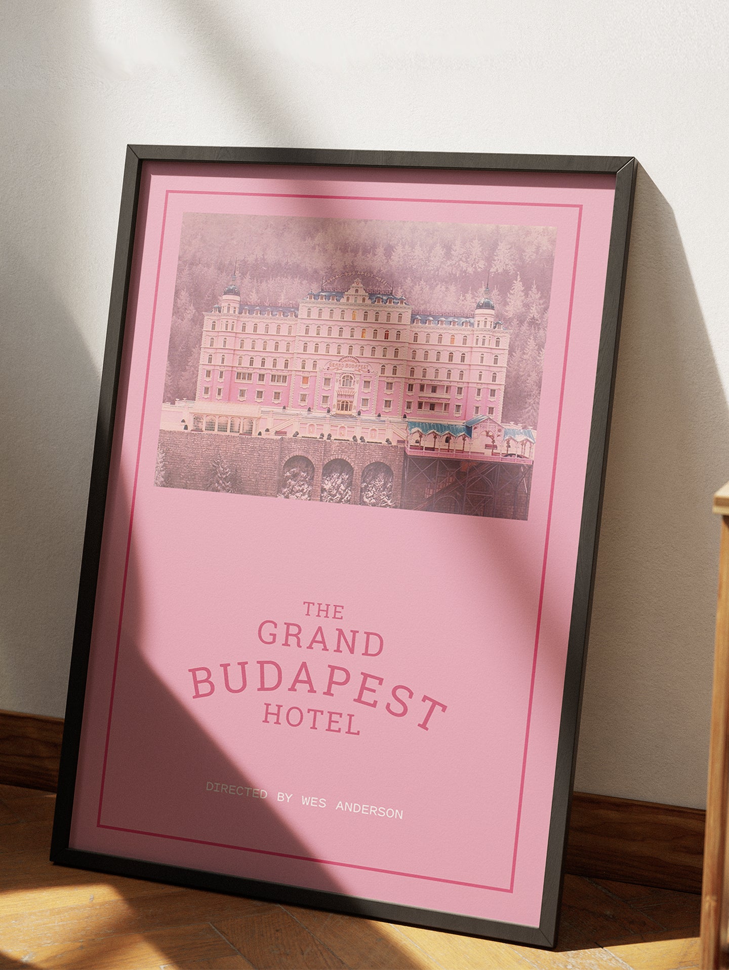 Minimal pink Grand Budapest Hotel Poster Framed or Unframed Wes Anderson Film Wall Art Home Decor
