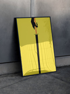 Minimal black and yellow Kill Bill movie poster for Quentin Tarantino Fans, for sale at Throwbacks framed or unframed movie poster prints