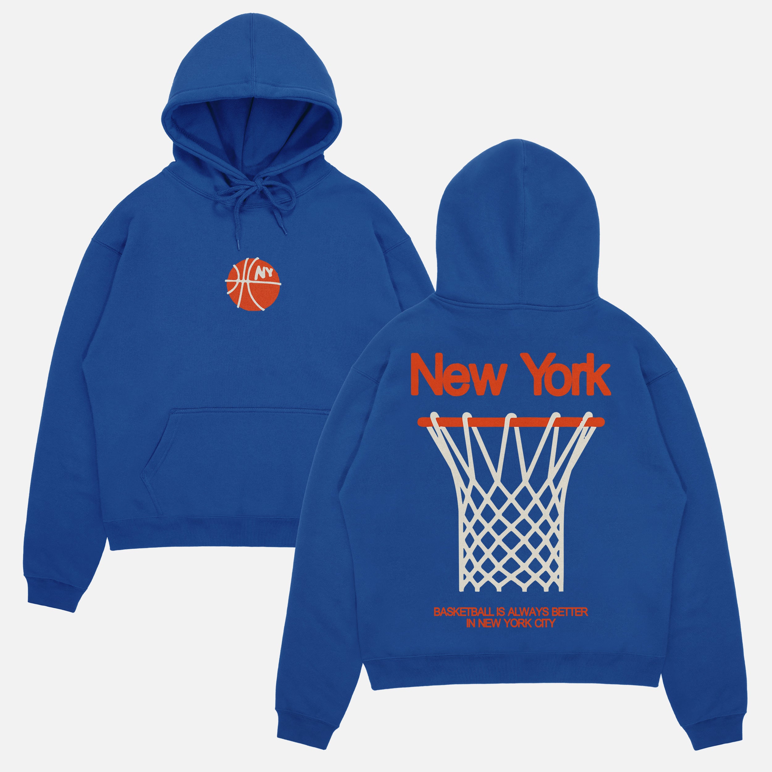 New York Knicks streetwear hoodie, retro NY basketball sweatshirt with front and back print