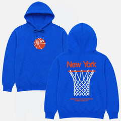 New York Knicks streetwear hoodie, retro NY basketball sweatshirt with front and back print