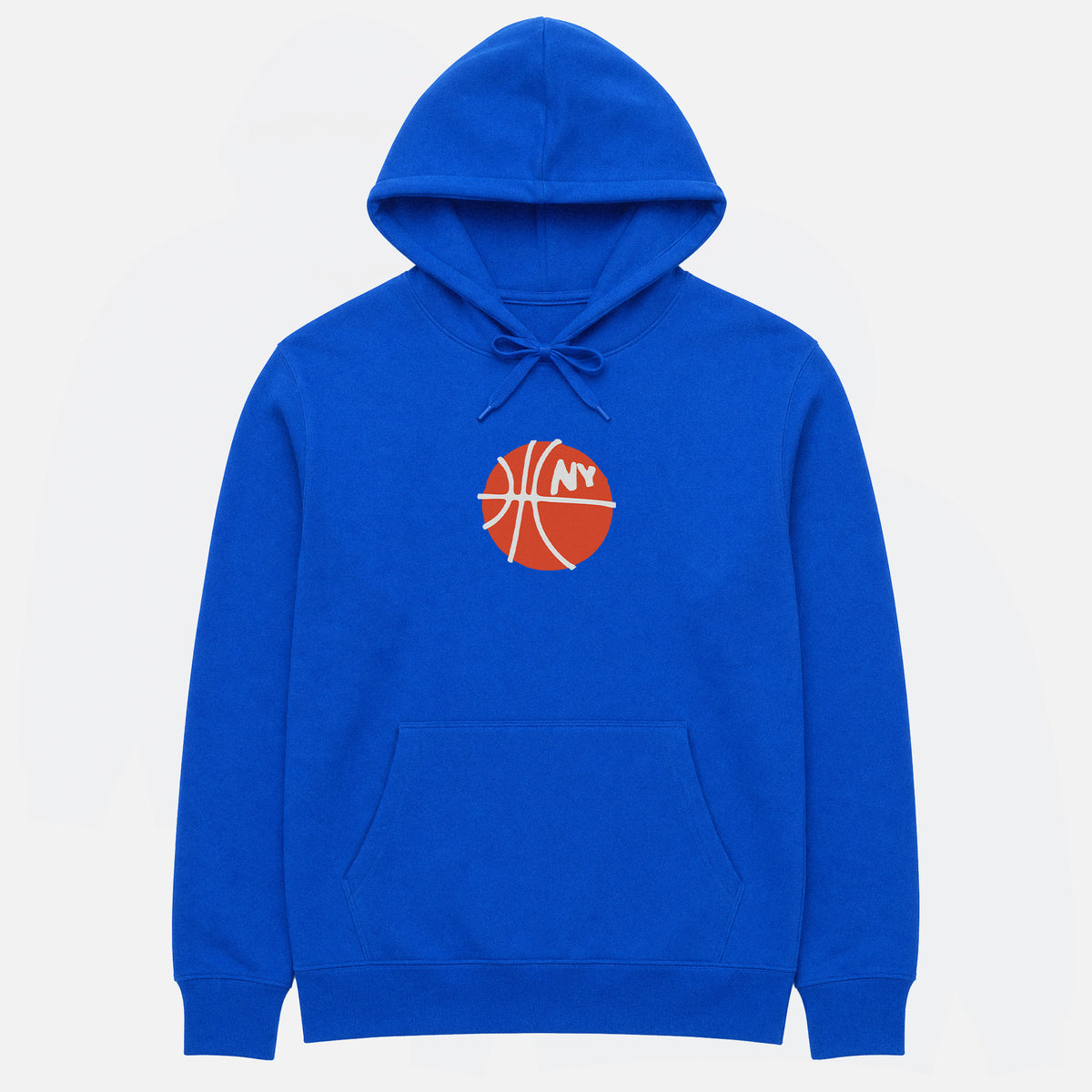 New York Knicks streetwear hoodie, retro royal blue NY basketball sweatshirt with front and back print