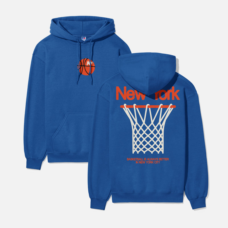 New York Knicks streetwear hoodie, retro NY basketball sweatshirt with front and back print