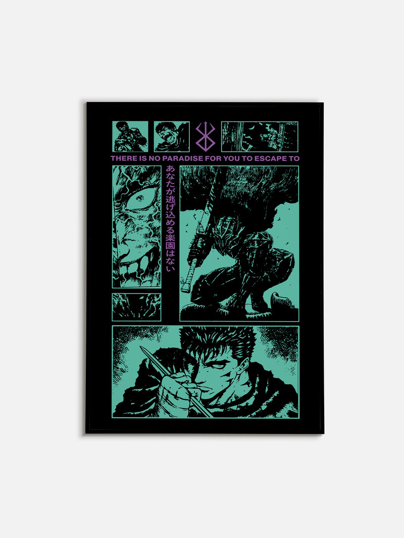 Berserk 90s Anime Manga TV Show Poster Print, Retro Grunge Berserk Wall Art Decor