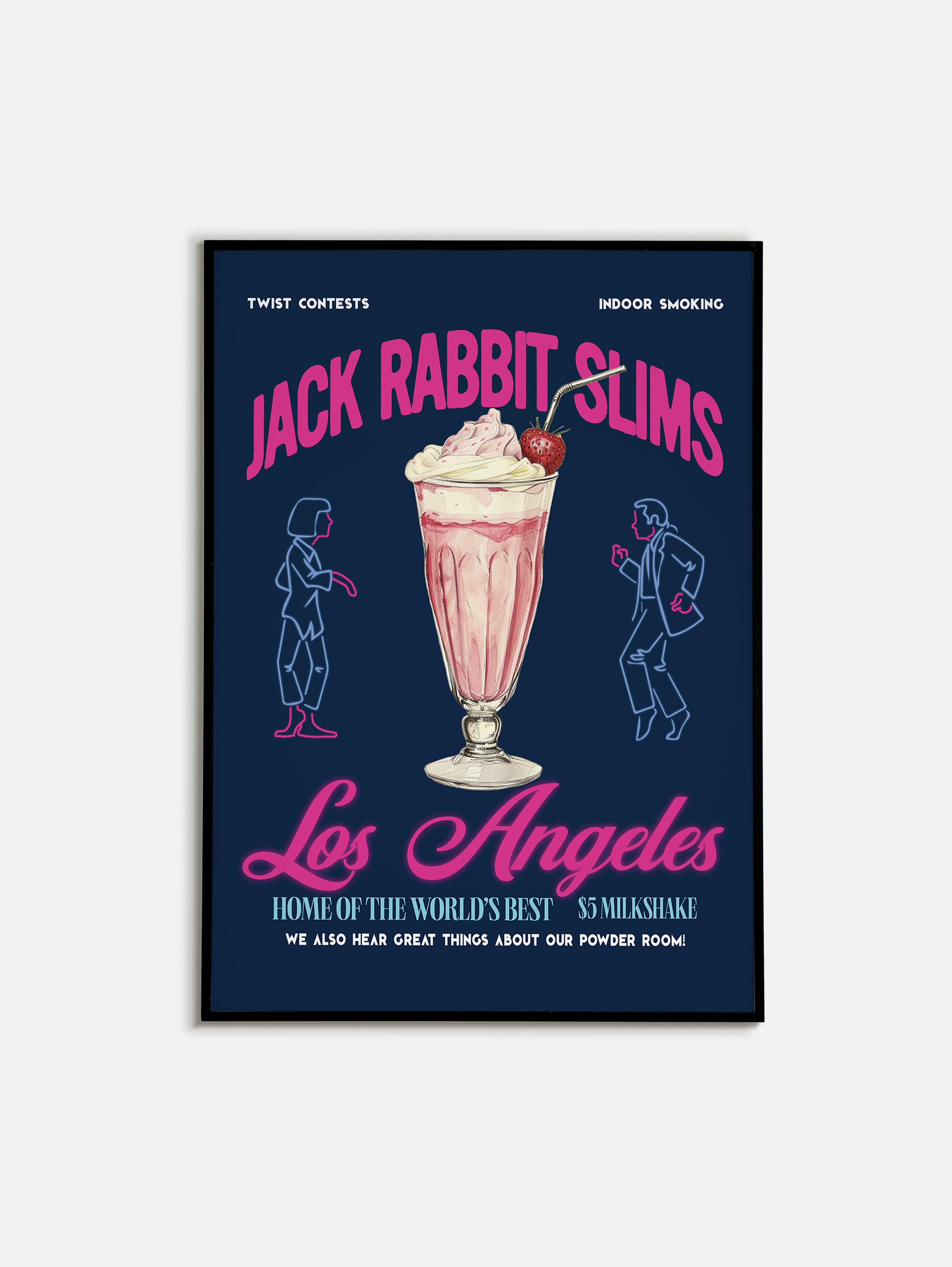 Neon Jack Rabbit Slims Pulp Fiction Retro Movie Poster Print Wall Art