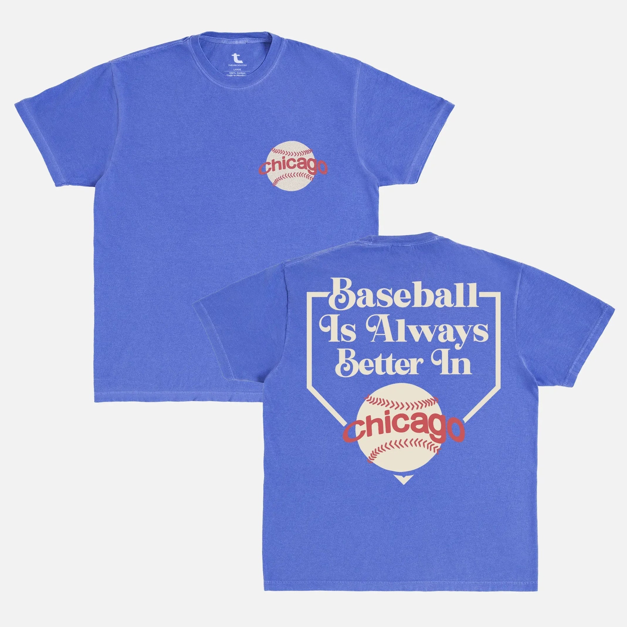 Cute vintage Chicago Cubs baseball fan comfort colors washed royal blue t-shirt