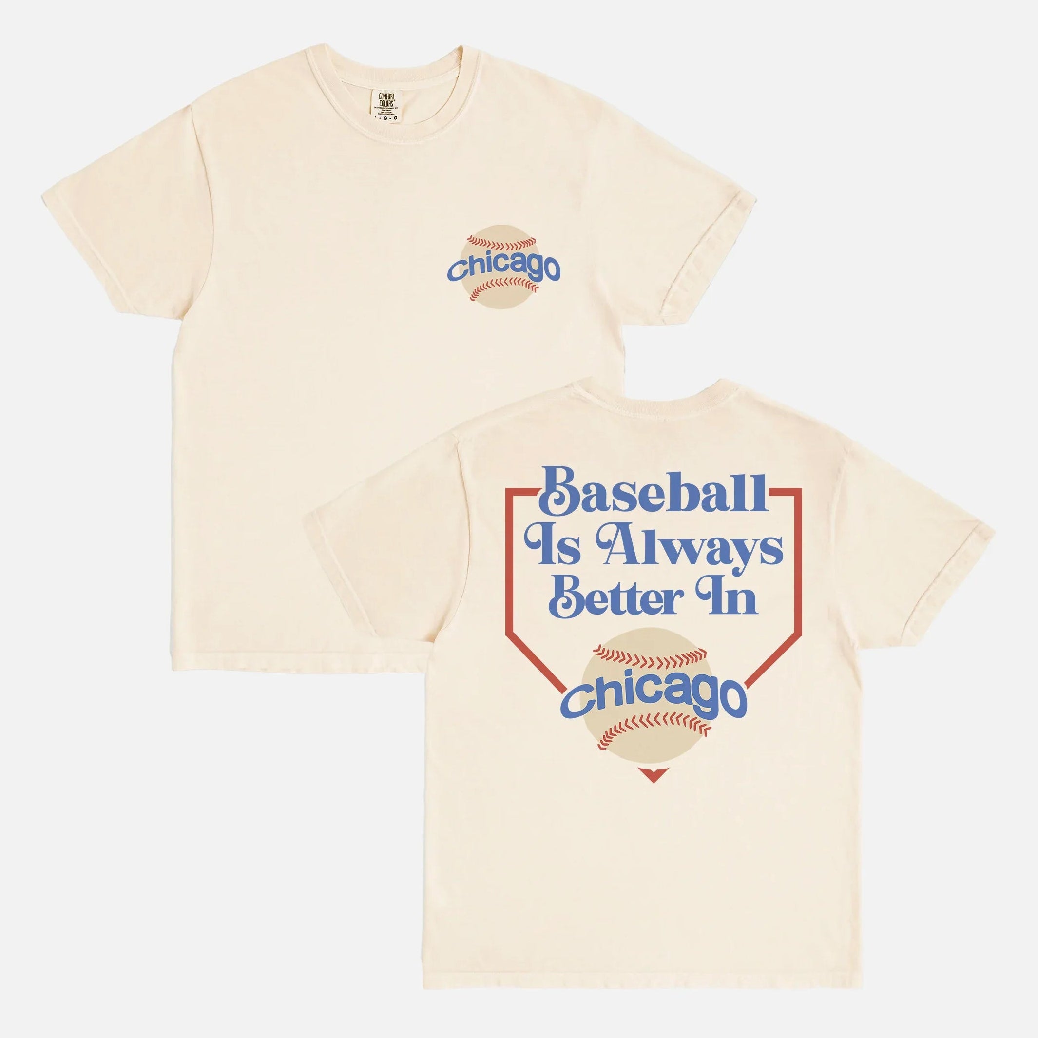 Cute vintage Chicago Cubs baseball fan comfort colors off white beige t-shirt