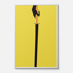 Minimal black and yellow Kill Bill movie poster for Quentin Tarantino Fans, for sale at Throwbacks framed or unframed movie poster prints