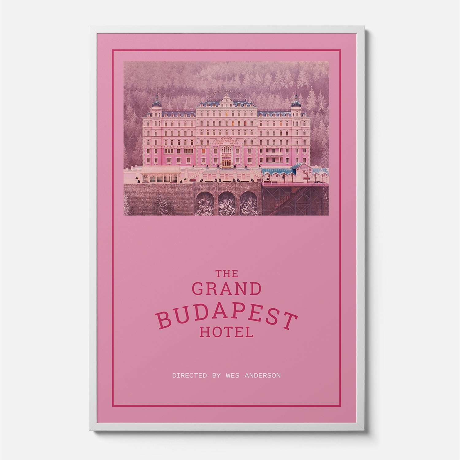 Minimal pink Grand Budapest Hotel Poster Framed or Unframed Wes Anderson Film Wall Art Home Decor
