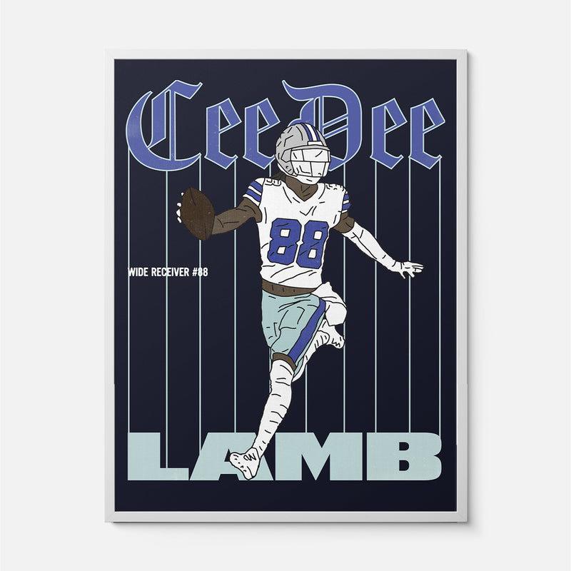 CeeDee Lamb Dallas Cowboys Football Poster, framed or unframed NFL wide receive pinstripes football poster