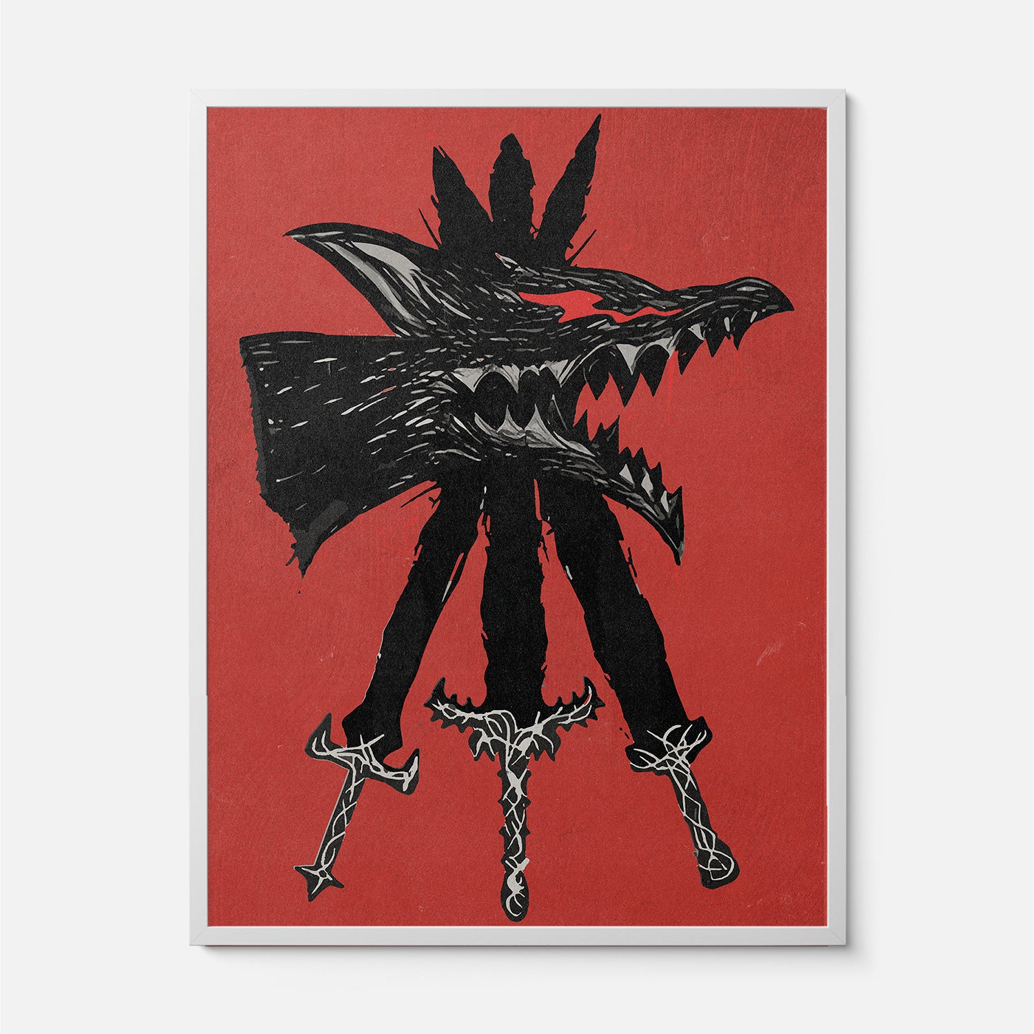Framed Berserk Beast of Darkness anime poster for manga fans looking for grunge berserk wall art prints and decor