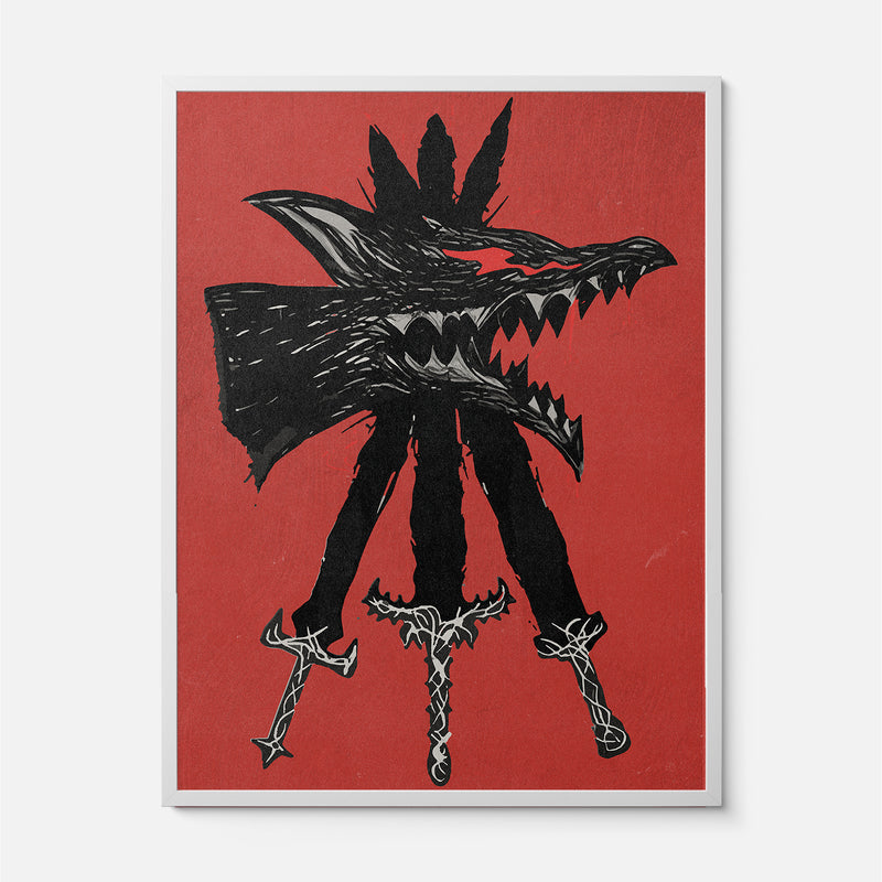 Framed Berserk Beast of Darkness anime poster for manga fans looking for grunge berserk wall art prints and decor