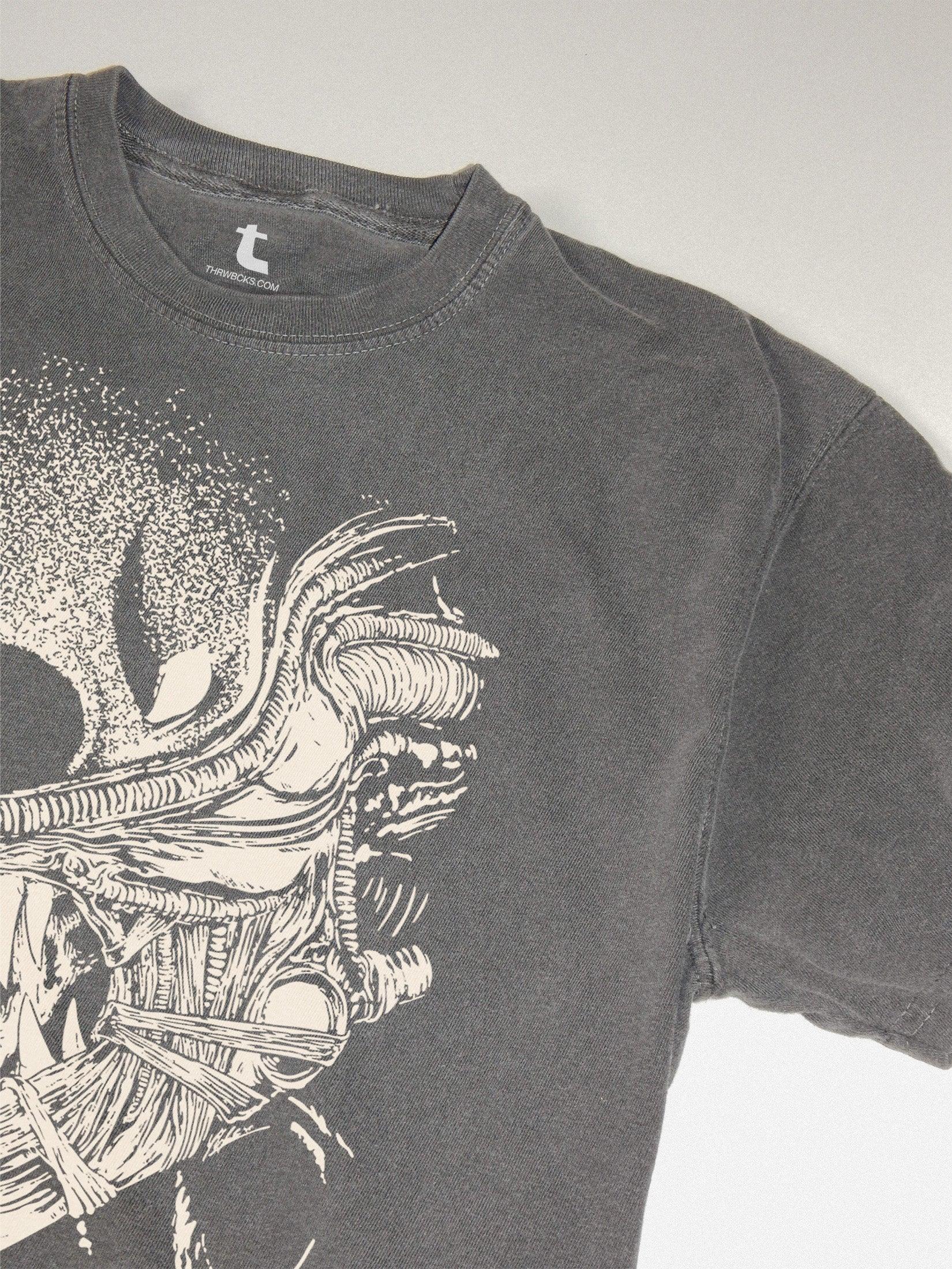 Faded Washed Black Alien Xenomorph T-Shirt, Horror Movie Graphic