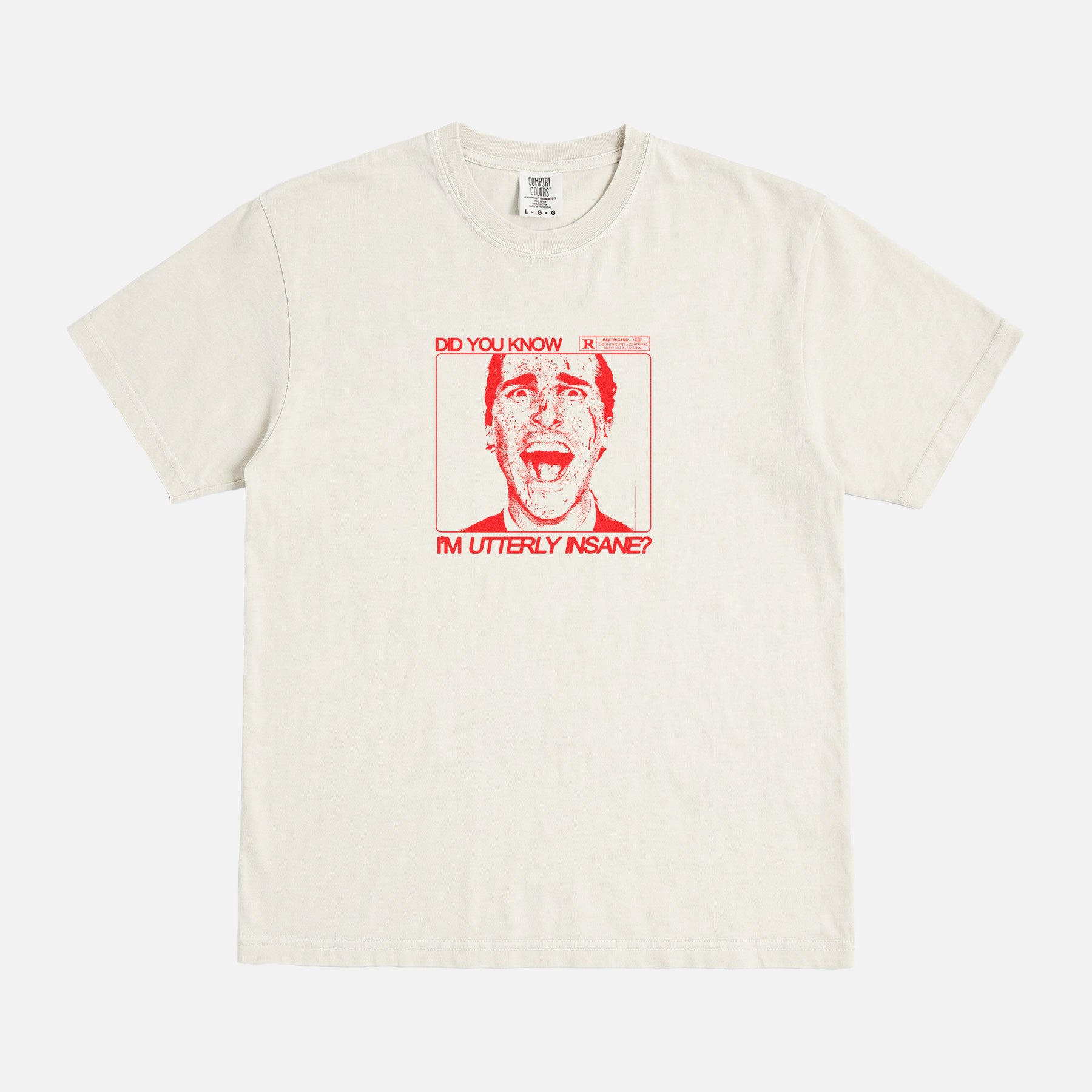 American Psycho Movie t-shirt, heavyweight drop shoulder Patrick Bateman grunge art graphic tee in white and red