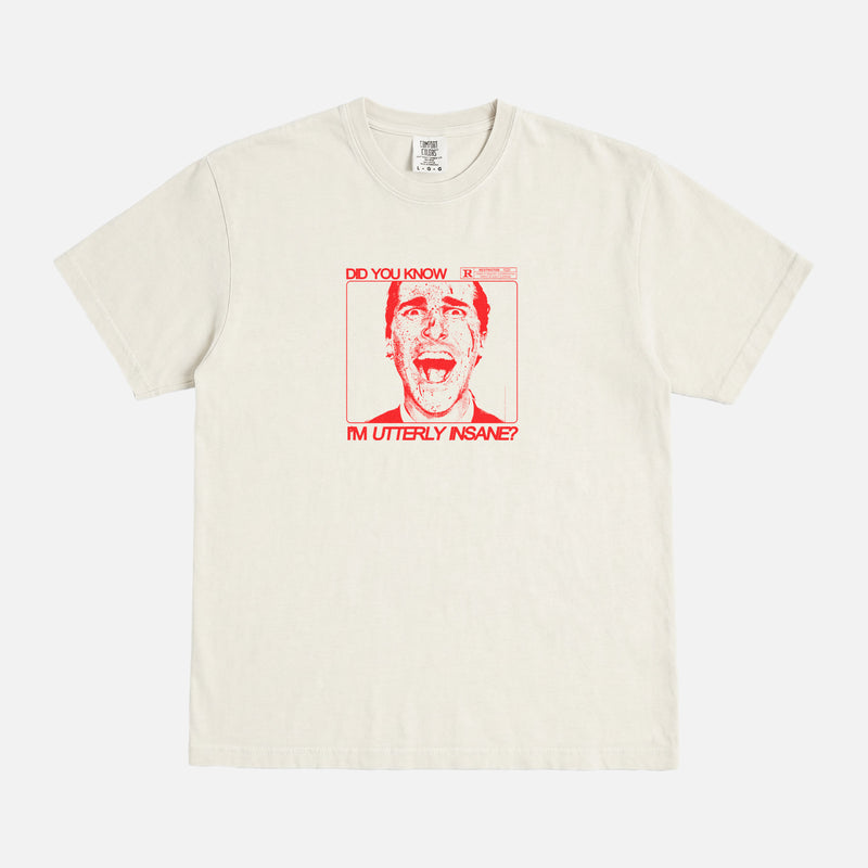 American Psycho Movie t-shirt, heavyweight drop shoulder Patrick Bateman grunge art graphic tee in white and red