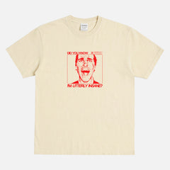 American Psycho Movie t-shirt, heavyweight drop shoulder Patrick Bateman grunge art graphic tee in beige and red