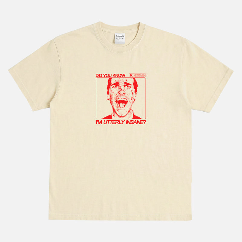 American Psycho Movie t-shirt, heavyweight drop shoulder Patrick Bateman grunge art graphic tee in beige and red