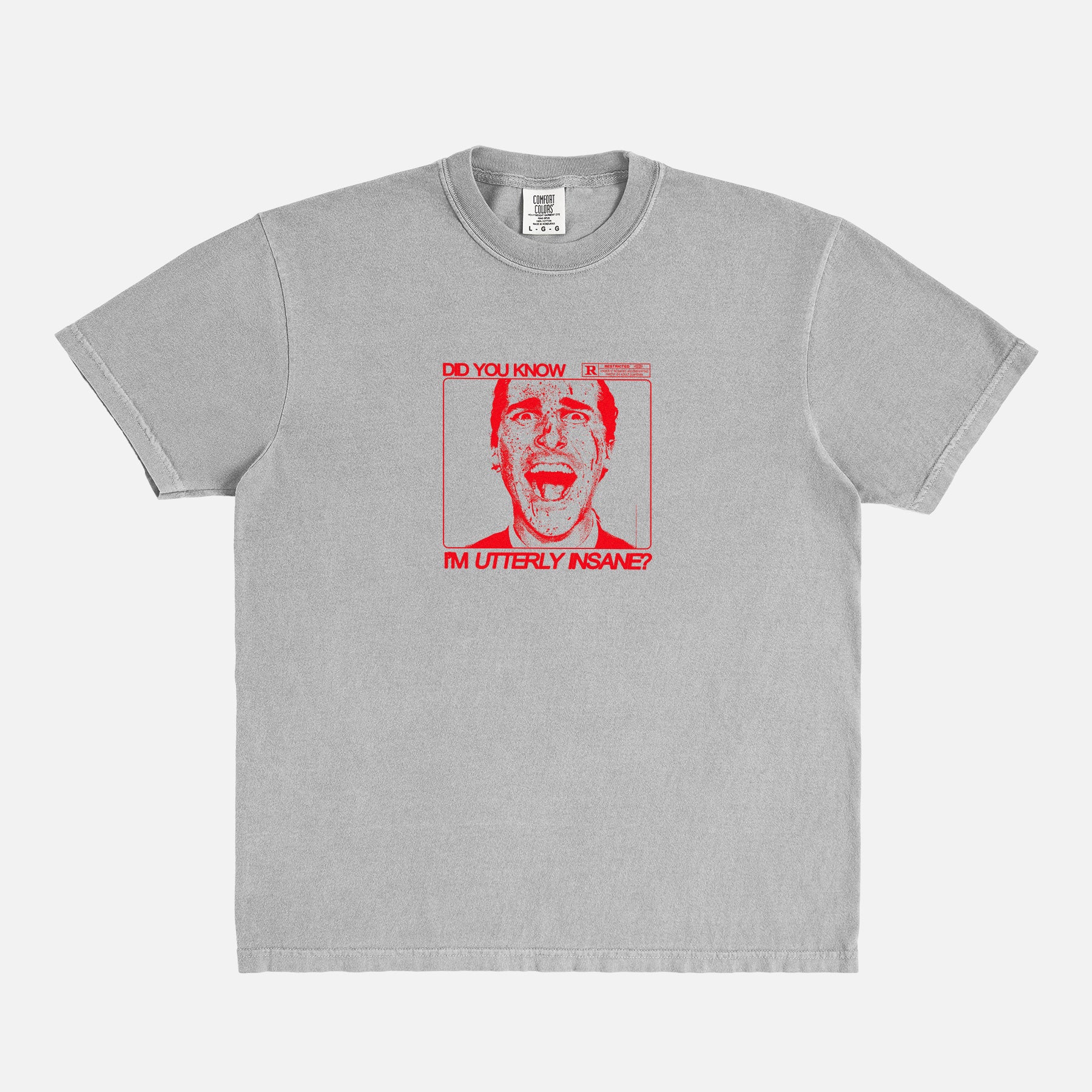 American Psycho Movie t-shirt, heavyweight drop shoulder Patrick Bateman grunge art graphic tee in beige and red