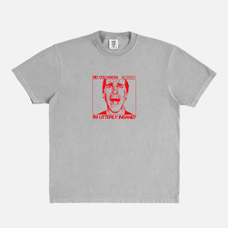 American Psycho Movie t-shirt, heavyweight drop shoulder Patrick Bateman grunge art graphic tee in beige and red