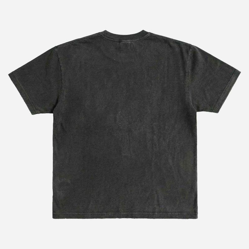 back of washed black graphic t-shirt for sale at Throwbacks