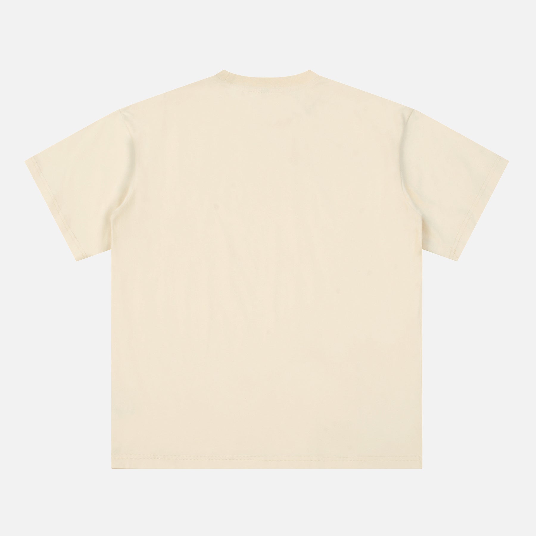 Back of blank beige t-shirt for sale at Throwbacks