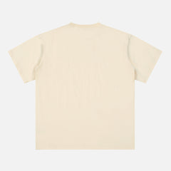 Back of blank beige t-shirt for sale at Throwbacks