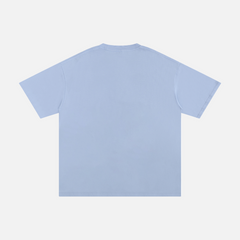 Back of light blue streetwear t-shirt for sale at throwbacks