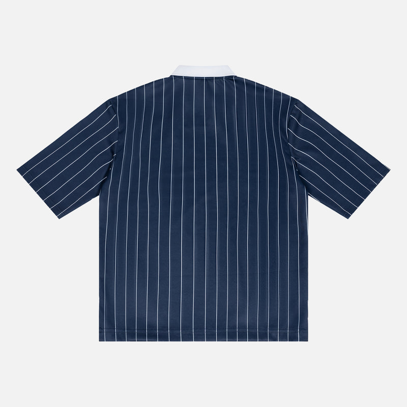 back of navy united states world cup soccer jersey with pinstripes