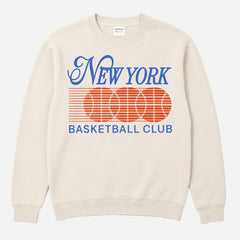 Premium heavyweight New York Knicks sweatshirt with 1990's NY bball logo graphic on a  cream beige crewneck