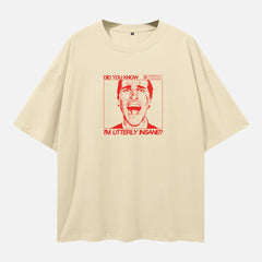 American Psycho Movie t-shirt, heavyweight drop shoulder Patrick Bateman grunge art graphic tee in off white and red