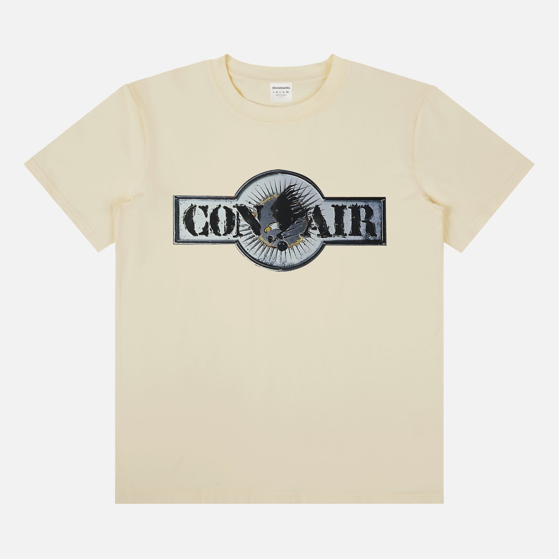 Con-Air Movie graphic t-shirt with movie poster logo on a unisex beige 90s tee