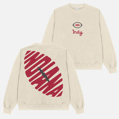 Cute Vintage beige off white Indiana University Hoosiers crewneck football crewneck sweatshirt with oversized back print